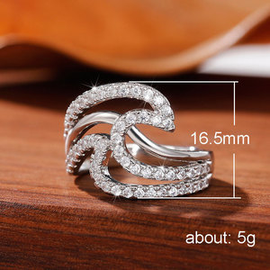 Anello Vintage a Strati con Onde per Donne, Gioiello da Dito Geometrico Irregolare alla Moda - Product Image 5