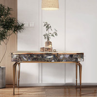 Table de Console d'angle de couloir en marbre de luxe, Table de Console décorative de salon moderne en argent ou Antique