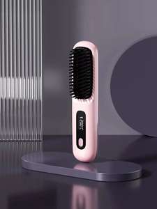 Brosse lissante pour cheveux rechargeable sans fil, ions négatifs, brosse chauffante, peigne démêlant pour cheveux bouclés et volumineux - Product Image 5