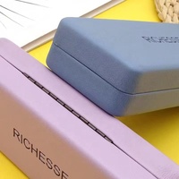 Étui à lunettes rectangulaire en métal imprimé, avec doublure en cuir PU, pour le rangement de grandes lunettes – Vente chaude directe usine