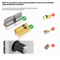 Cerradura de Cilindro con APP Tuya, Desbloqueo Remoto y Gestión, Compatible con Gateway BLE, Visualización de Registros de Desbloqueo, Funciona con Tuya Smart Home