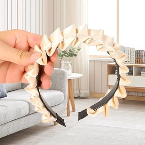 Diadema plisada de ala ancha, accesorio para el cabello retro de estilo de hadas de alta gama para mujer, uso diario - Product Image 3