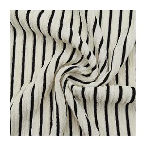 New Arrive 95% Polyester 5% Spandex Two Color Combinations Wrinkle Crinkle Crepe Strip Jacquard Fabric For Dress