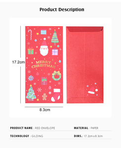 Yeni noel tebrik kartı yüksek kalite kırmızı yeşil altın folyo tebrik kartları zarflar noel için setleri - Product Image 6