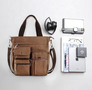 <span class=keywords><strong>Sac</strong></span> à bandoulière en toile pour <span class=keywords><strong>homme</strong></span>, 14 pouces, résistant à l'usure, pour ordinateur portable, mallette <span class=keywords><strong>de</strong></span> voyage d'affaires, fermeture éclair - Product Image 2