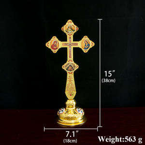 Cruz Ortodoxa con Crucifijo, Icono Religioso en Esmalte Colorido, Cruz Decorativa para <span class=keywords><strong>Altar</strong></span> y Cruz de Mano para la Oración del Obispo - Product Image 3