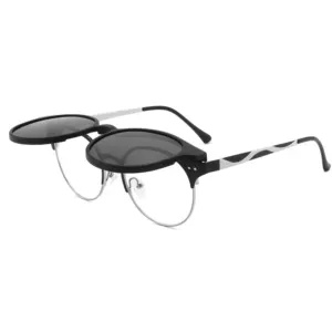 Vintage Glass Frames Optical Eyewear Men TR90 Magnetic 2 IN 1Clip On Glasses Frame