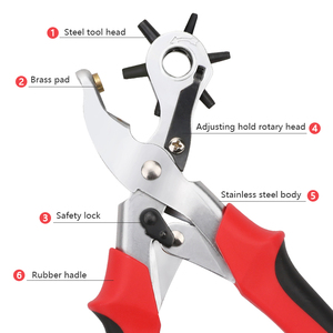 Adjustable Smooth Cutting <strong>Leather</strong> <strong>Belt</strong> <strong>Hole</strong> <strong>Puncher</strong> 3 Years Industrial Set with Custom Logo Silver Steel Grip Copper Material - Product Image 5