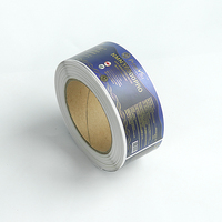 Autocollant adhésif métallique personnalisé de luxe en feuille d'or/argent givrée, étiquette imperméable argentée brillante avec impression quadricolore