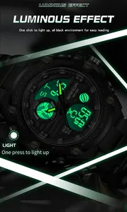 Reloj SANDA 3185 de nuevo diseño para hombre, cronógrafo deportivo para exteriores resistente al agua y a los golpes con modo de alarma, correa de acero inoxidable - Product Image 5