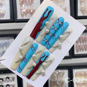 3D maravilloso Cristal de alta calidad 100% hecho a mano Gel arte prensa en las uñas al por mayor de alta calidad ataúd uñas artificiales - Product Image 2