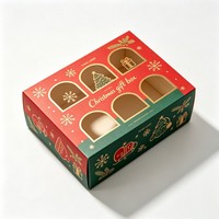 Kotak Kertas Daur Ulang Tema Natal Grosir Murah dengan Jendela untuk Kemasan Hadiah, Mainan, Camilan, Biskuit, Cokelat
