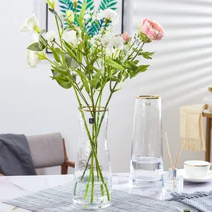 Vase à fleurs en verre doré, corset transparent malleolar, vente en gros,