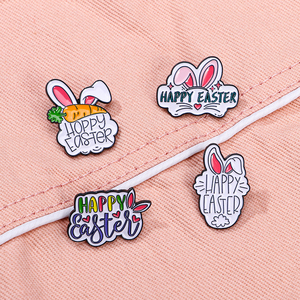 Feliz Pascua esmalte Pin dibujos animados Orejas de conejo broches de Metal solapa mochila insignia joyería divertida regalos para amigos - Product Image 1