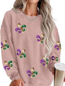 Nueva llegada Nuevo diseño Mardi Gras Ropa de manga larga para mujer 2024 Lentejuelas Mardi Gras <span class=keywords><strong>Sudadera</strong></span> - Product Image 2