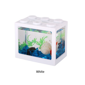 Mini tanques <span class=keywords><strong>Betta</strong></span> Tanque De Peixes Tanque De Aquário <span class=keywords><strong>Fish</strong></span> Bowl Bloco De Construção Mesa De Escritório Decoração Home Decor Caixa De Alimentação Led Light - Product Image 2