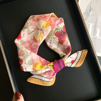 Foulard carré imprimé en mélange de soie et de coton pour femme, 53x53cm, style vintage, foulard de cou, foulard de tête, bandana pour cheveux