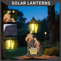 Crèche de Noël solaire en résine peinte à la main, fabriquée à la main, Scène de la Sainte Famille, modèle de lumière solaire de jardin