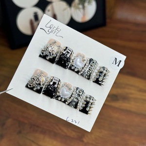 Offre Spéciale 10 pièces réutilisable ABS acrylique canard presse ongles à la main artificiel carré motif modèle conception faux ongles <span class=keywords><strong>pour</strong></span> doigt - Product Image 2