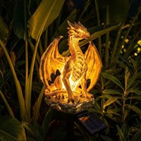 Lámpara Solar de Jardín con Diseño de Dragón y Logotipo Personalizado, Resistente al Agua IP67, Lámpara LED Decorativa para Exteriores con Diseño de Brasas Doradas