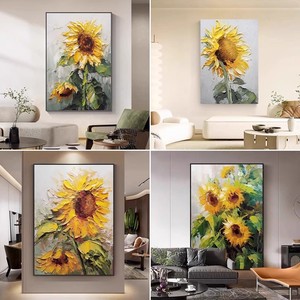 Hand Painted Sunflower Oil Painting Modern Abstract Texture Art For Living Room Wall Decoration Impressionism Style No <b>Frame</b> - Product Image 4