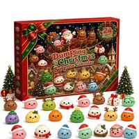 Calendrier de l'Avent de Noël 24 Jours : Boîte Mystère de Jouets Squishy en Forme de Dumpling, Calendrier du Compte à Rebours, Jouet Anti-Stress Fidget
