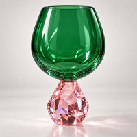 Verre à vin de luxe en cristal K9 avec base élégante en pierres précieuses, gobelet à vin rouge sur piédestal, verre sans pied en cristal de qualité supérieure pour bar et mariage