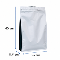 Sac de café en vrac de 2,5 kg avec valve et fermeture éclair, pochette à fond plat blanc mat pour l'emballage de grains de café torréfiés