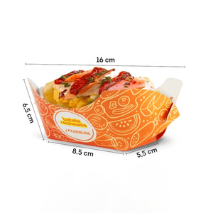 <span class=keywords><strong>Plateau</strong></span> de bateau jetable écologique imprimé sur mesure avec gaufrage en papier kraft, matériaux recyclés pour les sushis et la restauration rapide - Product Image 1