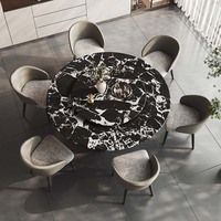 Table à manger convertible italienne, design moderne minimaliste, plateau en pierre frittée haut de gamme, écologique, imperméable, 6 places, appartement