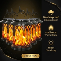 Lanterne solaire suspendue d'extérieur, étanche IP65, lampe de palais en diamant, LED, flamme vacillante simulée, lumière chaude, décoration de jardin