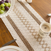 Dazhou coton lin tissé résistant à l'huile géométrique rayure deux couleurs couture personnalisable chemin de Table gland café/thé décor à la maison