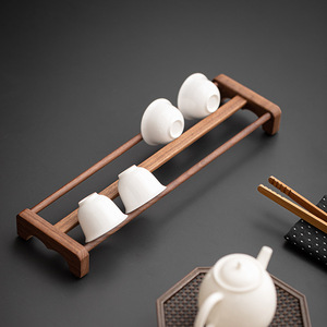 Walnut Solid Wood Teacup Holder Small <b>Cup</b> Rack For Kung Fu <b>Tea</b> Ceremony Durable Storage And Drying Stand - Product Image 1