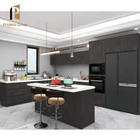 Cuisine modulaire au design moderne avec comptoirs en marbre/laminé/résine, accessoires de robinetterie, écologique et étanche