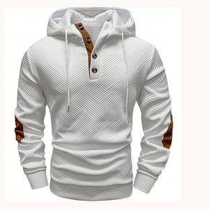 Sudadera con Capucha Personalizada para Hombre, Corte Ajustado, Poliéster, Sudaderas y Hoodies para Hombre, Otoño Invierno, Nuevo Color Sólido con Botones - Product Image 4