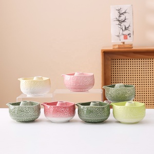Keramik-Matcha-Tee-Set mit Sakura-Design, 100-Zinken-Bambusbesen (Chasen) & Tee-Tablett, Teezeremonie-Kit in tragbarer Ledertasche - Product Image 2