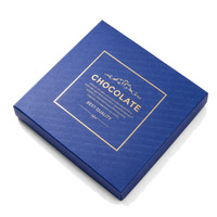 Boîte cadeau en chocolat avec logo personnalisé, dorure noire, plateau intérieur, emballage en papier rigide de luxe pour truffes, bonbons Nama, vente en gros