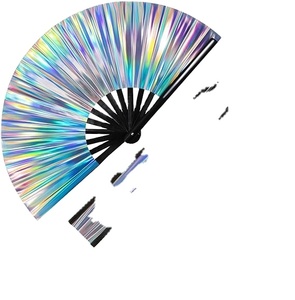 Grand éventail lumineux UV pour rave avec sangle de fixation et étui en tissu, accessoires de fête pliables pour promotions - Product Image 1