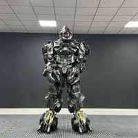Costume de robot géant noir en EVA de 2,6 m avec casque éclairé par LED. Costume de cosplay mecha pour adulte. Accessoire d'exposition accrocheur.