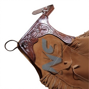 Pantalones de Cuero Profesionales para Montar a Caballo, Diseño en Relieve, Cintura Alta, Unisex, con Flecos Delanteros - Product Image 2