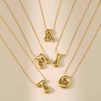 Collier Pendentif Personnalisé en Acier Inoxydable Plaqué Or 18K pour Femme, Lettre Initiale 3D Minimaliste A - Z