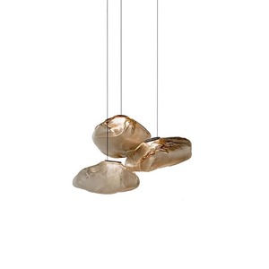 Lustre suspendu LED en <span class=keywords><strong>verre</strong></span> effet nuage pour escalier duplex, ligne longue, gris <span class=keywords><strong>fumé</strong></span>, pour salon et salle à manger - Product Image 5