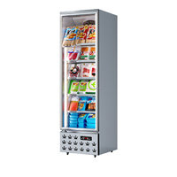 Réfrigérateur congélateur vertical à affichage avec porte en verre anti-buée pour aliments congelés poulet viande glace supermarché congélateur vertical