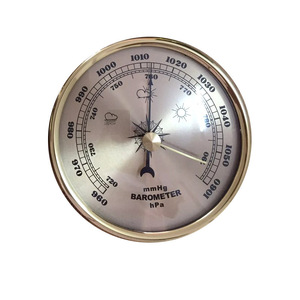 Alarme com painel de ouro para decoração de quartos de bebês, termômetro higrômetro de parede com barraômetro sem fio de 90 mm - Product Image 1