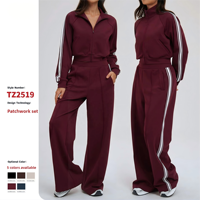 Ensemble de survêtement sportif d'hiver à couleurs contrastées, coupe ample, polyester/coton, pour le cyclisme et la randonnée en extérieur, design color block