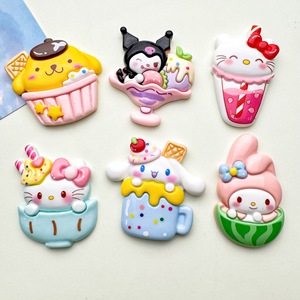 Breloques en résine de dessin animé de fruits et de crème glacée, pour la création de bijoux DIY, coques de téléphone faites à la main, 3-6 cm, peintes à la main, tendance - Product Image 2