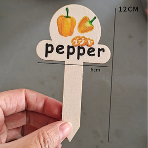 Etichette in Legno Rustico Dipinte a Mano per Piante, Eco-friendly, Stile Folk Art, per Identificazione di Frutta e Verdura, Decorazioni per la Casa - Product Image 3