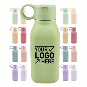 Bouteille d'eau portable en silicone de 450 ml avec poignée et paille en plastique pour enfants, idéale pour l'école et les voyages, personnalisable avec logo - Product Image 1