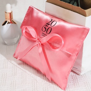 Reusable Custom Logo Printed Luxury Silk Handbag Shoes Boots Dust Storage Bag Promotion Satin Hair <b>Extension</b> Bag - Product Image 2