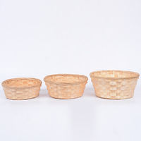 Petits paniers de rangement plats en bambou avec poignées en bois tressées pour Noël, Pâques, la Saint-Valentin, pour le pain et le stockage des aliments
